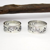 霞桜透かし彫りシルバーリング　幅8mm/幅10mm