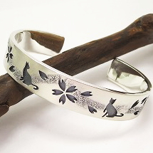 猫×桜 シルバーバングル 猫×桜 シルバーバングル